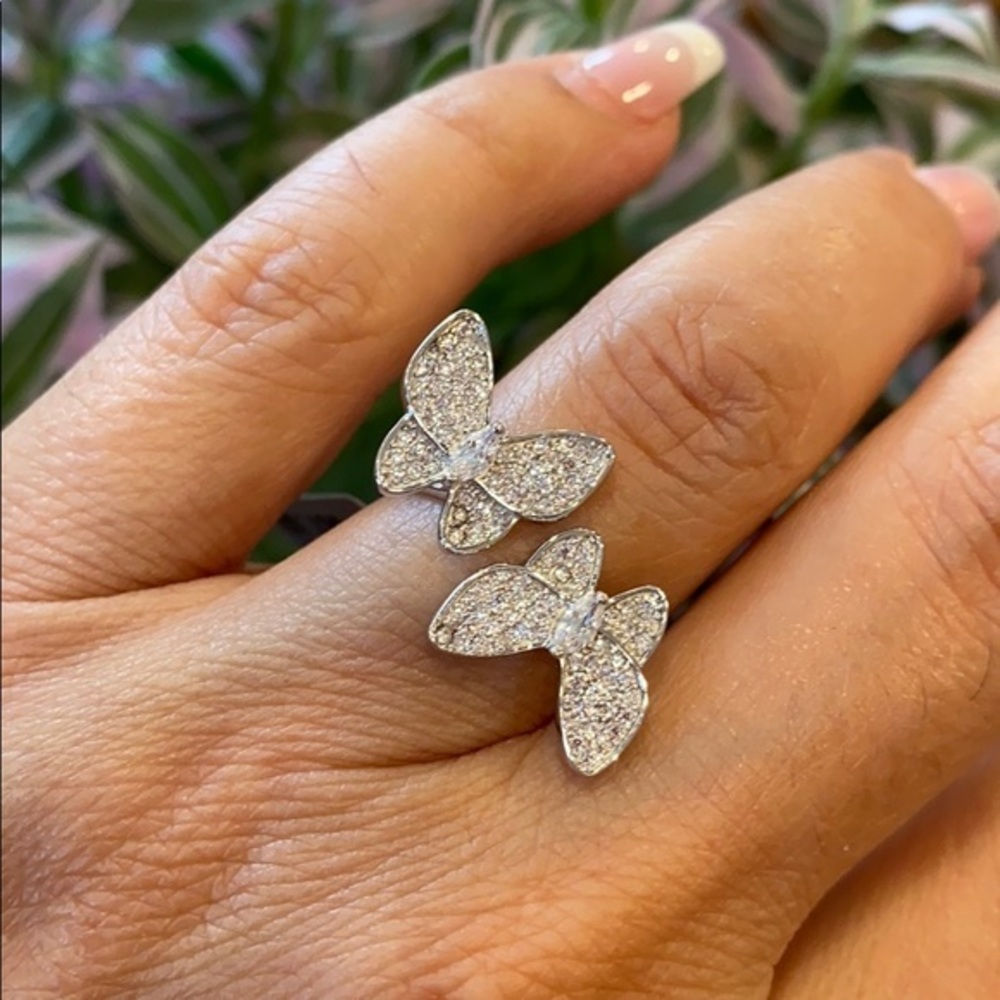 Double Butterfly Pave CZ Ring size 7